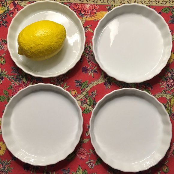 THE CELLAR Whiteware Set of Four Tart Dishes Pans Bakeware in White Porcelain - Picture 4 of 4